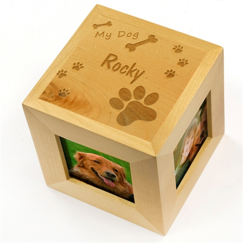 Engraved My Dog Wood Photo Cube