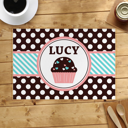 Personalised Love Cupcake Blue Placemats