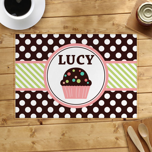Personalised Love Cupcake Lime Placemats