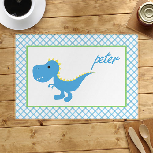 Personalised Blue Dinosaur Placemats