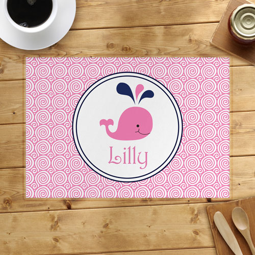Personalised Pink Whale Placemats