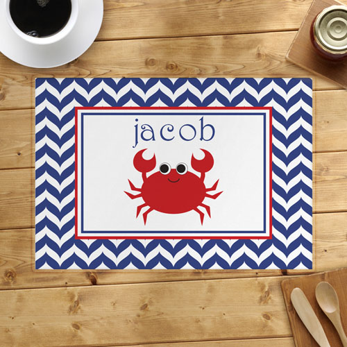 Personalised Chevron Red Crab Placemats