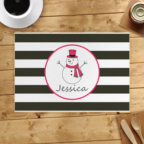 Personalised Snowman, Girl Placemats