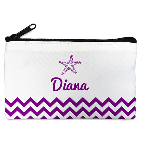 Purple Chevron Sea Star Personalised Cosmetic Bag