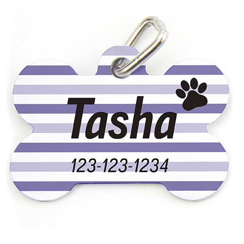 Purple Stripe Paw Personalised Dog Tag