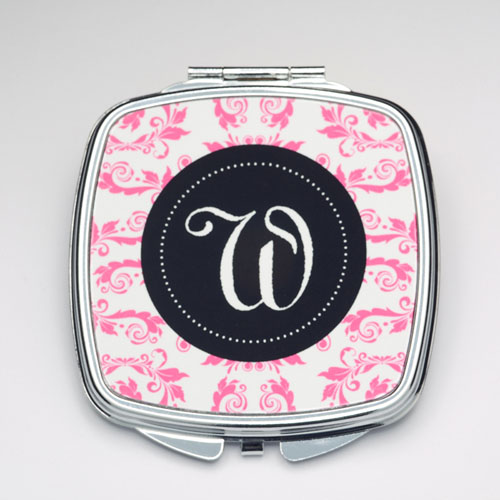 Personalised Fuchsia Floral Compact Make Up Mirror