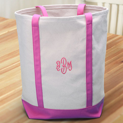 Personalised Embroidered Tote Medium Bag, Hot Pink