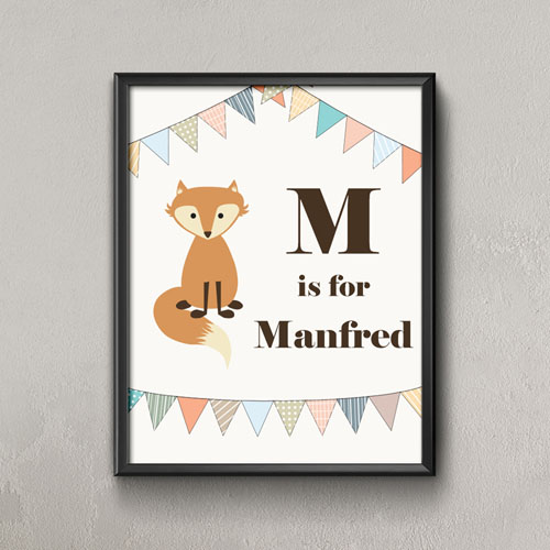 Fox Personalised Poster Print For Kids Small 8.5