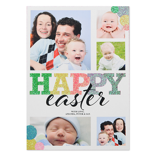 Glitter Easter Bubble Personalised Photo Card