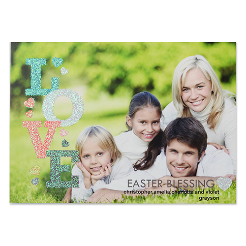 Love Glitter Easter Personalised Photo Card