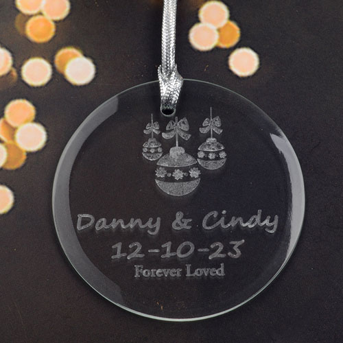 Personalised Engraving Christmas Balls Round Glass Ornament