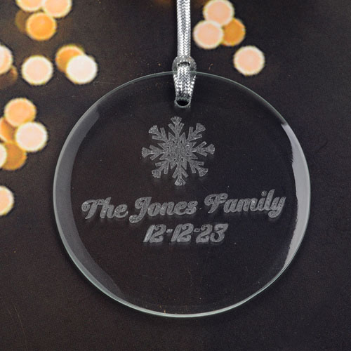 Personalised Engraving Snowflake Round Glass Ornament