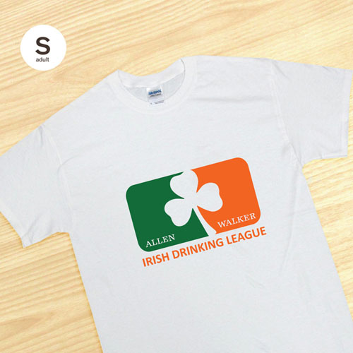 Personalised Irish Drinking League, White T Shirt