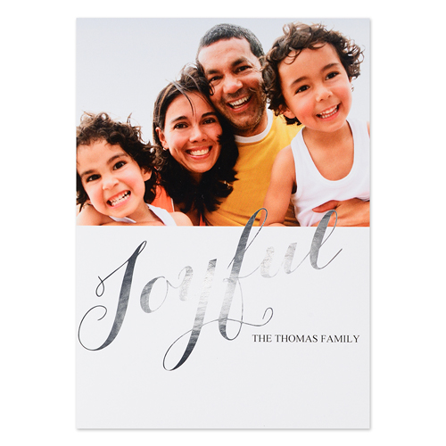 Create Your Own Joyful Personalised Photo Foil Card Silver