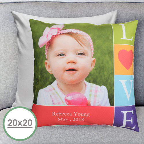 Colourful Love Personalised Large Pillow Cushion Cover 20