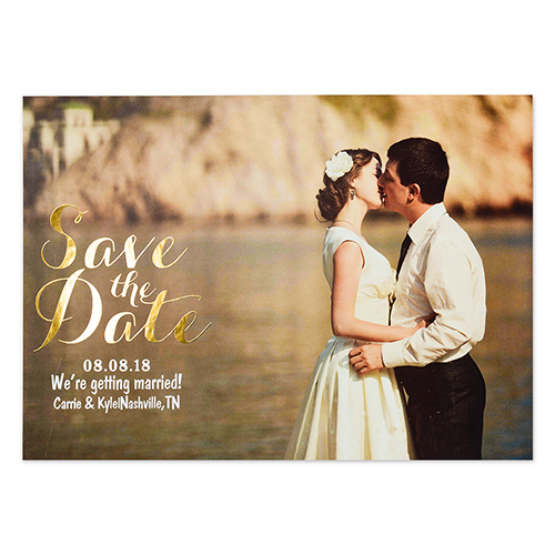Create Your Own Real Foil Gold Treasured Date Personalised Photo Save The Date, 5
