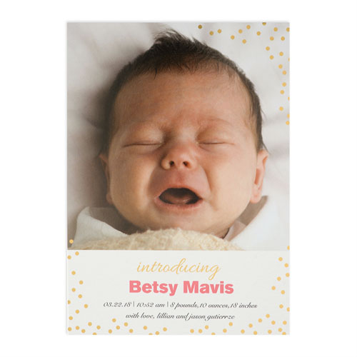 Create Your Own Introducing Foil Gold Personalised Birth Announcement, 5