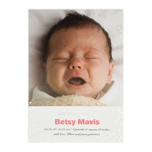 Create Your Own Introducing Foil Silver Personalised Birth Announcement, 5