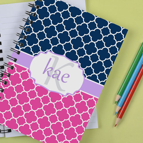 Personalised Pink Navy Clover Notebook