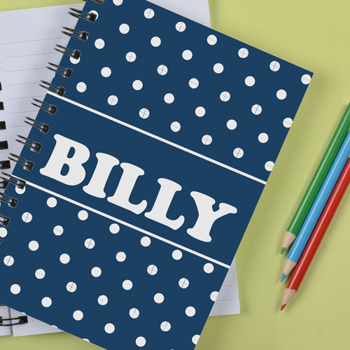 Personalised Navy Dots Notebook