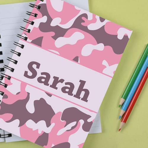 Personalised Camo Pink Notebook