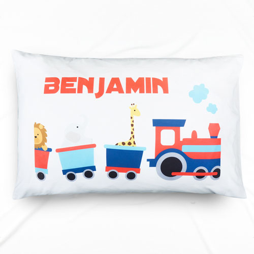 Train Personalised Name Pillowcase