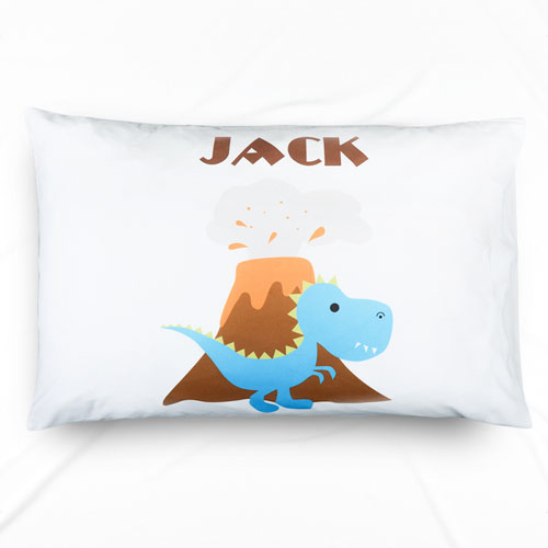 Ocean Blue Dinosaur Personalised Name Pillowcase