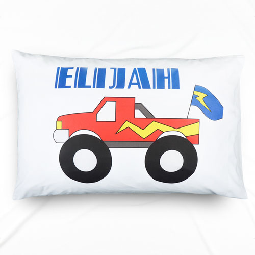 Blue Truck Personalised Name Pillowcase For Kids