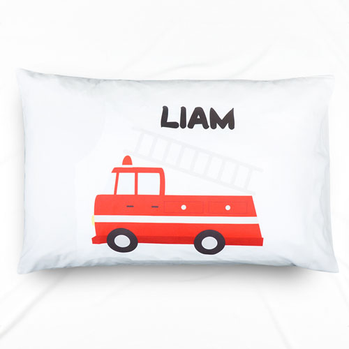 Fire Engine Personalised Name Pillowcase