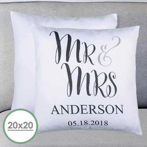 Mr. And Mrs. Personalised Large Pillow Cushion Cover 20
