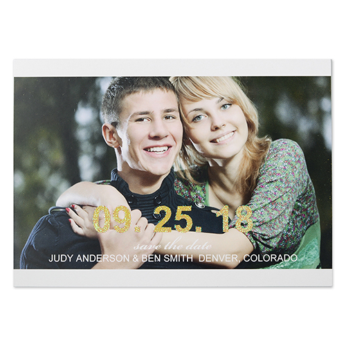 Glitter Big Statement Personalised Photo Save The Date Cards