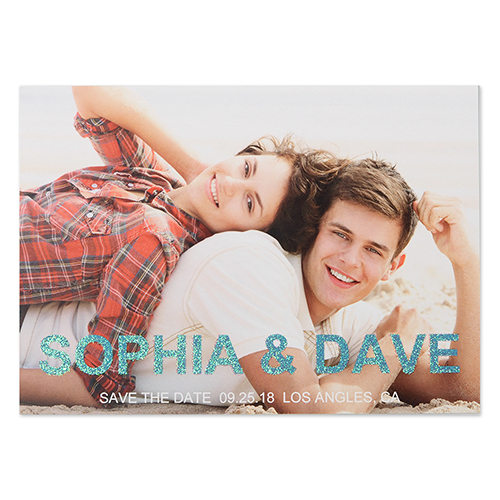 Glitter Flag The Date Personalised Photo Save The Date Cards