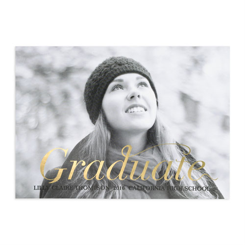Foil Gold Script Graduate Personalised Photo Graduation Announcement Cards