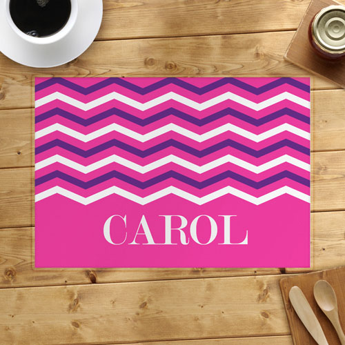 Pink White Purple Chevron Personalised Placemat