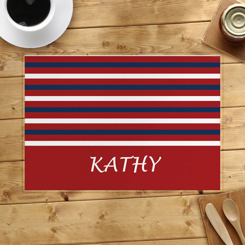 Red White Navy Strip Personalised Placemat