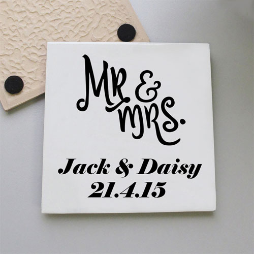 Mr. And Mrs. Personalised Wedding Tile Coaster