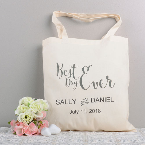 Best Day Ever Personalised Wedding Cotton Tote Bag