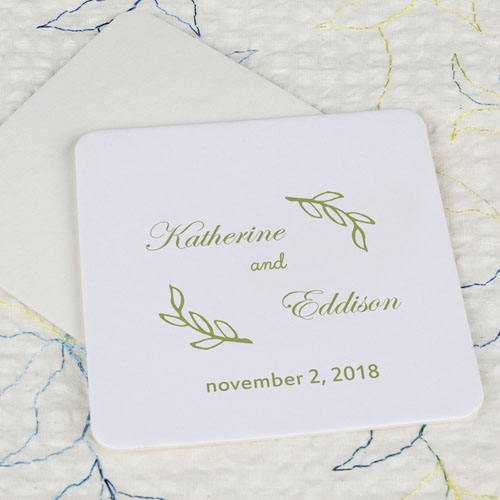 Fern Wedding Cardboard Square Coaster Custom Print