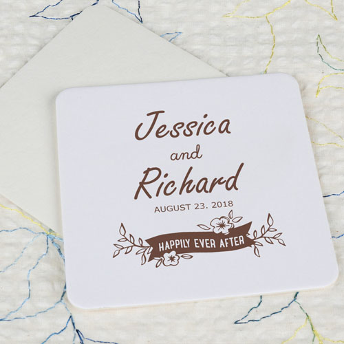 Happy Ever After Cardboard Square Coaster Custom Print