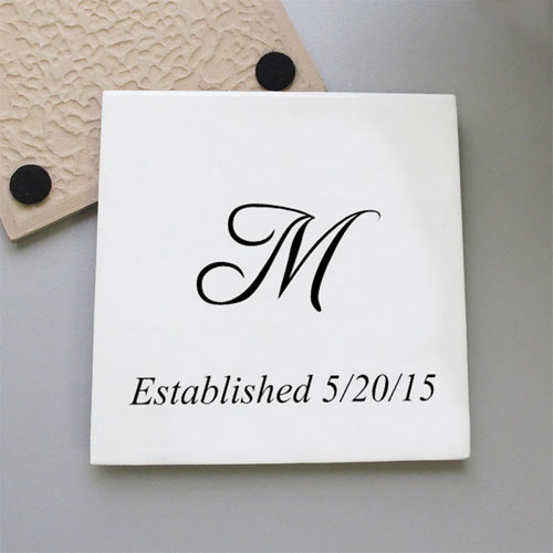 Initial And Est. Year Personalised Tile Coaster