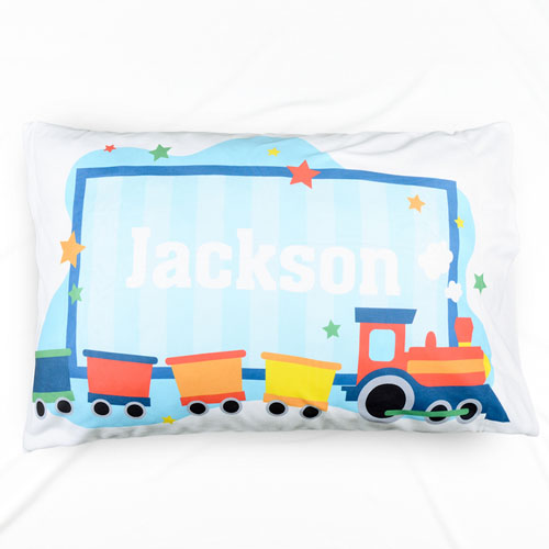 Baby Abroad Train Personalised Name Pillowcase
