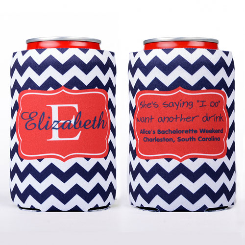 Navy Chevron Frame Personalised Can Cooler