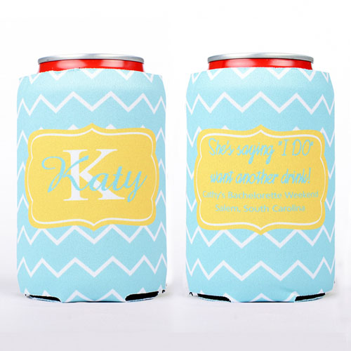 Ocean Chevron Frame Personalised Can Cooler