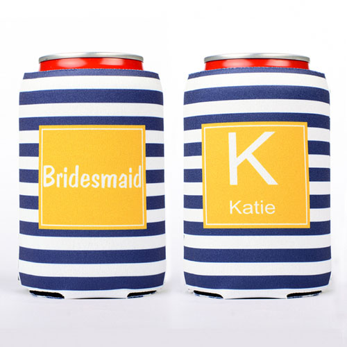 Navy Stripe Personalised Can Cooler