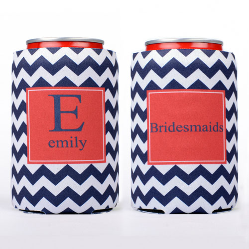 Navy Zig Zag Personalised Can Cooler