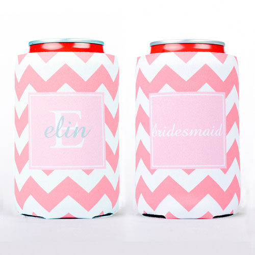 Pink Chevron Personalised Can Cooler