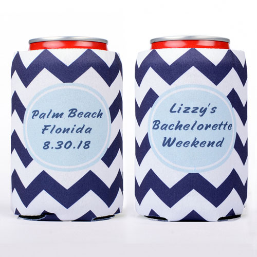 Navy Chevron Blue Personalised Can Cooler