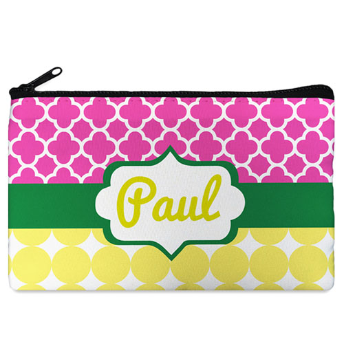 Fuchsia And Mustard Personalised Cosmetic Bag