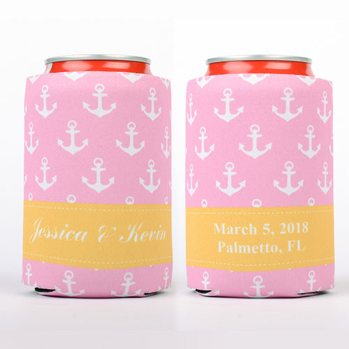 Pink Anchor Personalised Can Cooler