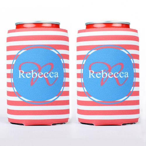 Red Strip Personalised Can Cooler